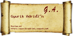 Gyurik Adrián névjegykártya